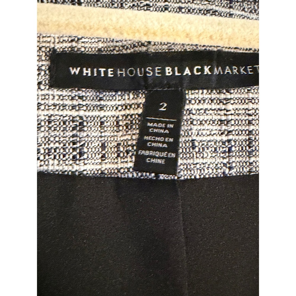 White House Black Market Mixed Tweed Ladder Lace Zip Jacket Grey Black Womens 2